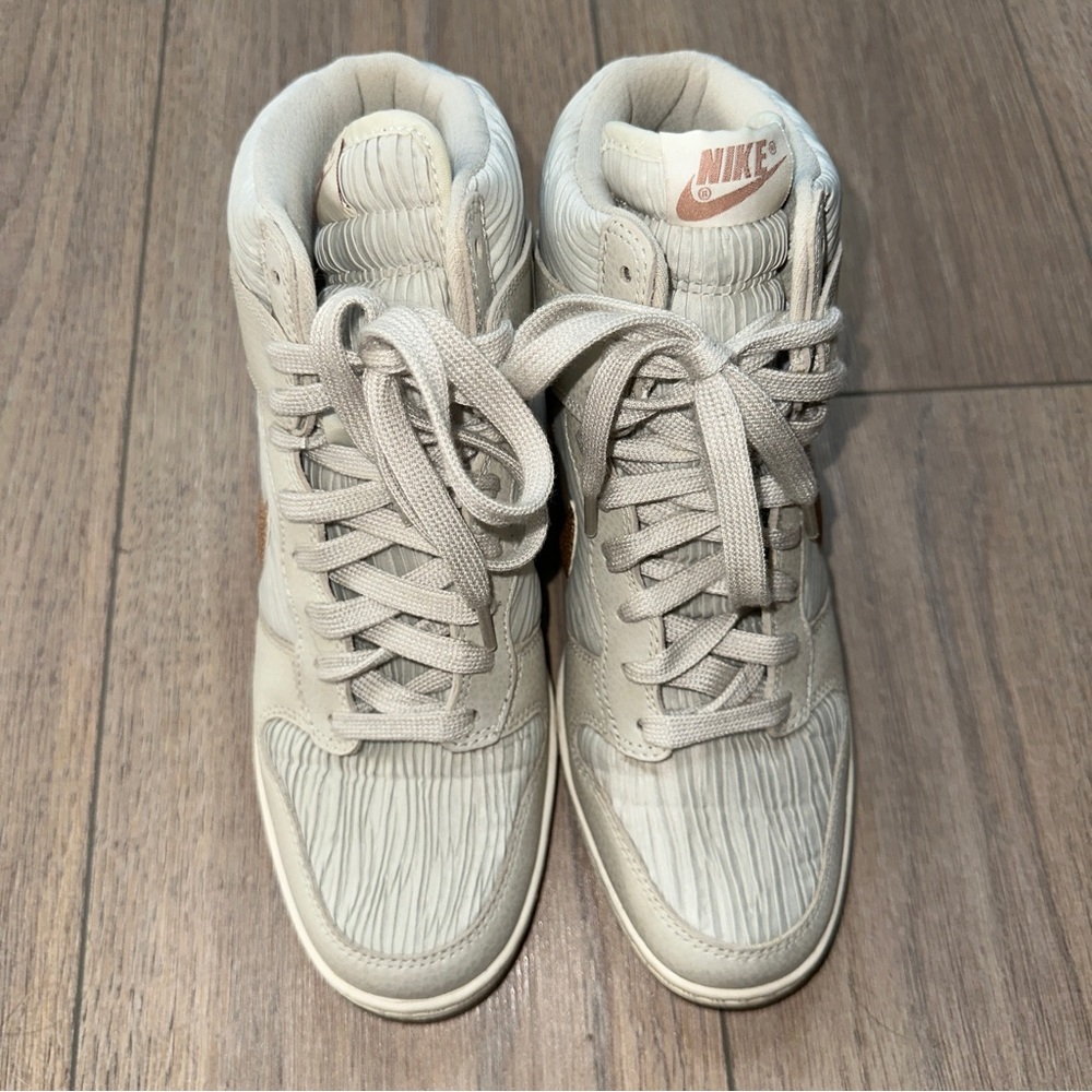 NIKE light bone gray / bronze Sky High hidden wedge sneakers 8 - Picture 2 of 10